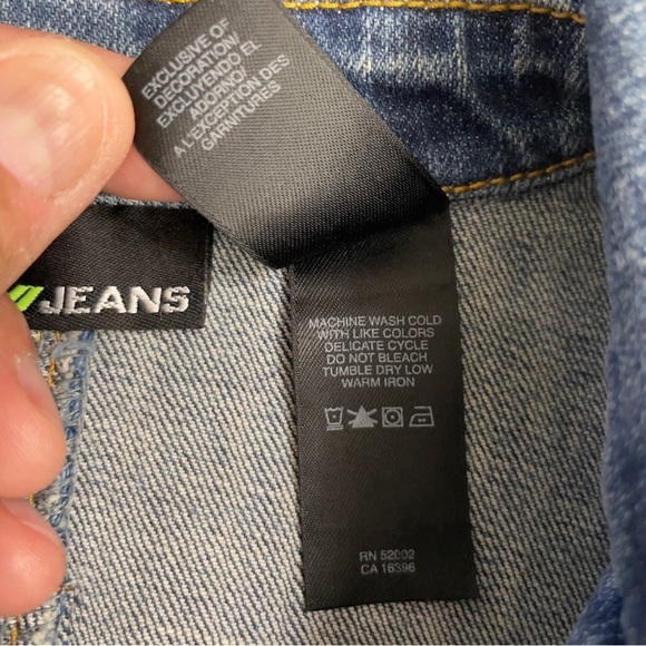 DKNY Blue Jean Jacket with Embroidered Detail - Picture 9 of 10